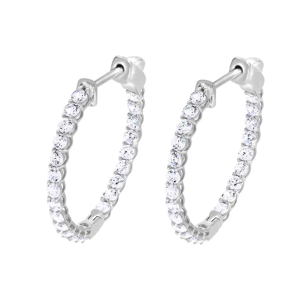 Huggie Hoop Inside Outside Lab Created Diamond Earrings ER22057A